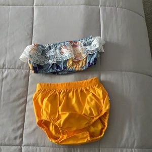 Baby Floral Print Lace Panel Bandeau & Shorts